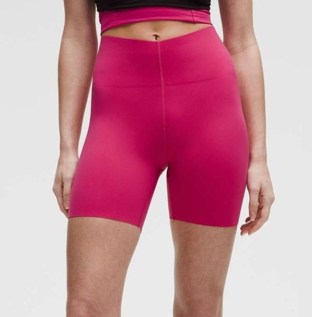 NWT Lululemon Glow Up High Rise Biker Shorts Compression Size 8 Pink Raspberry